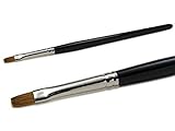 EuBeCos KOLINSKY Gel Pinsel Gr. 4 - flach gerade (Holz - Stiel) Rotmarder Echthaar IDEAL für Gelmodellagen - MADE IN GERMANY! ACETONBESTÄNDIG
