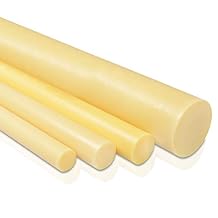 Cast Nylon 6 Plastic Rod 5/8" OD x 12" Length - Yellow Color - Pack of 10 Pieces