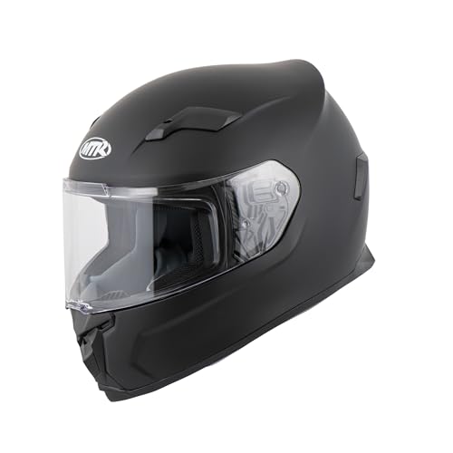 MTR S-6 Evo Integralhelm Motorradhelm ECE 22.06 Zertifiziert - Maximale Verkehrssicherheit Robuster & Leiser Motorrad Helm Kinn & Kopf Belüftung Roller Helm Herren & Damen Matt Schwarz L