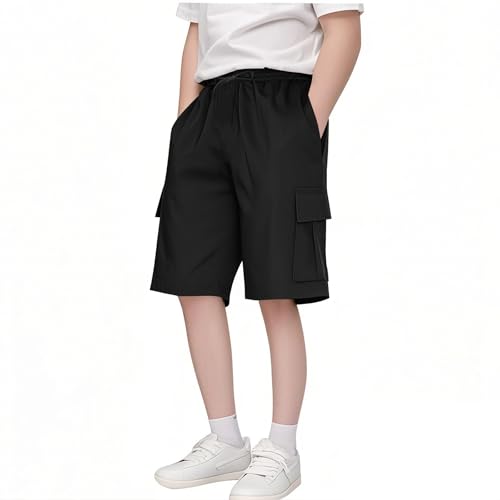Boy's Baggy Cargo Shorts School Uniform Athletic Shorts Below Knee Quick Dry Hiking Cargo Pants for Teens Wide Leg Pants