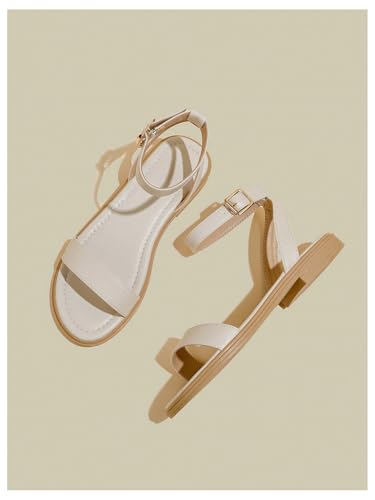 GORGLITTER Women's Strappy Ankle Strap Flat Sandals Dressy Open Toe Vacation Comfy Sandal Flats4