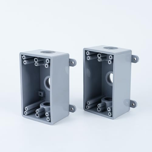 1/2-Inch or 3/4-Inch Weatherproof Electrical Junction Box with Adapters, Gray,
