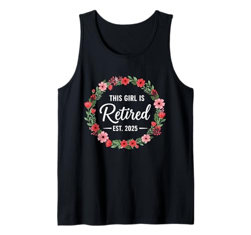This Girls Is Retired Est. 2025 Floral Para Mujeres Jubilación Camiseta sin Mangas