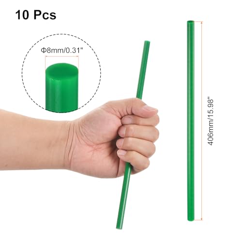Image of uxcell 10 Pcs Green Plastic Rods 8 x 406mm ABS Styrene Round Stick Round Solid Bar DIY Model for DIY Toys Building Making Architectural Model Making