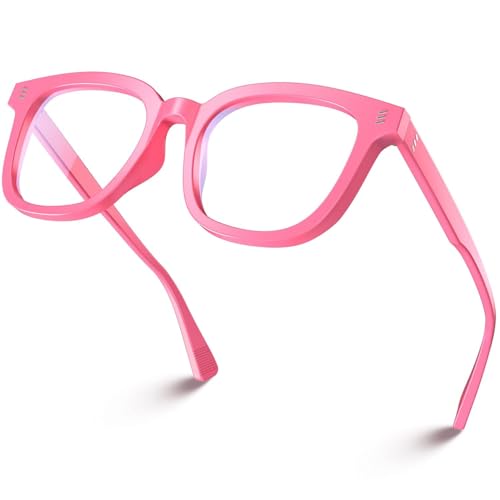 VISOONE Rose Pink Square Blue Light Glasses NOE