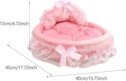 Pistro Rosa Prinzessin Hundebett und Katzenbett Sofa für mittelgroße Katzen und kleine Hunde, abnehmbar, rutschfeste Unterseite, niedliche Couch, Spitze