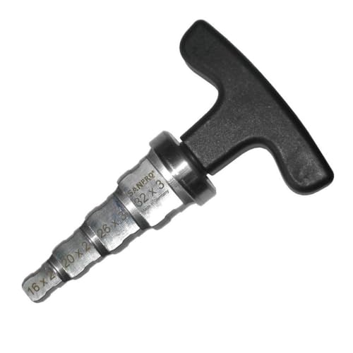 Sanpro Calibrador/desbarbador para tubos compuestos 16 x 2, 20 x 2, 26 x 3, 32 x 3 (calibrador de tubo de tubería calibrado desbarbado tubo compuesto biselado). Acabado: Multi
