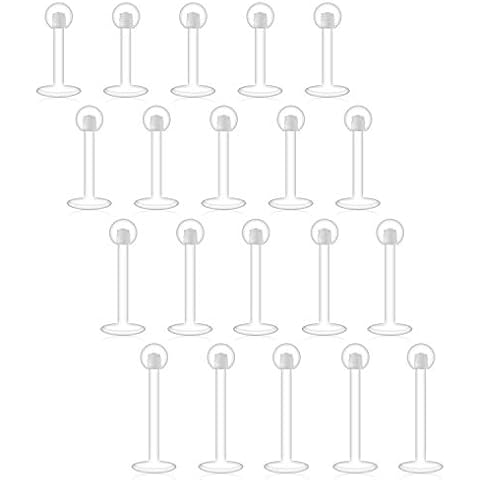 D.Bella Clear Cartilage Earring-16pcs 16G Clear Acrylic Bioflex Tragus Retainer Lip Rings Nose Studs Labret Ear Helix Earring Clear 6mm/8mm/10mm/12mm Cover