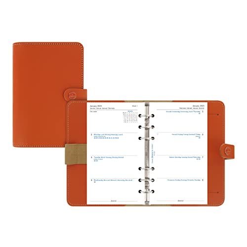 Filofax The Original Organizer, Personal Size, Burnt Orange - Leather, Six Rings, Week-To-View Calendar Diary, Multilingual, 2023 (C022390-23) #TOP1