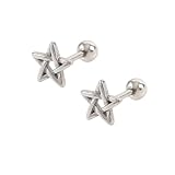 Celtic Star Cartilage Stud Earrings for Women Men Stainless Steel Braided Lucky Star Tragus Tiny Ball Screw Back Studs Earring Minimalist Christmas Birthday Jewelry Gifts 16G (Silver)