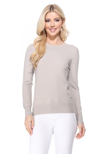 Image of YEMAK Women's Knit Sweater Pullover - Long Sleeve Crewneck Basic Classic Casual Knitted Soft Lightweight T-Shirt Top