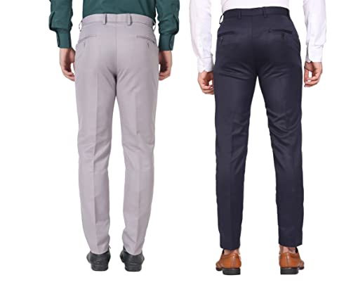 Image of MALENO Men Formal Trouser Regular Fit Solid | Soft and Breathable Pant Combo (Pack of 2)