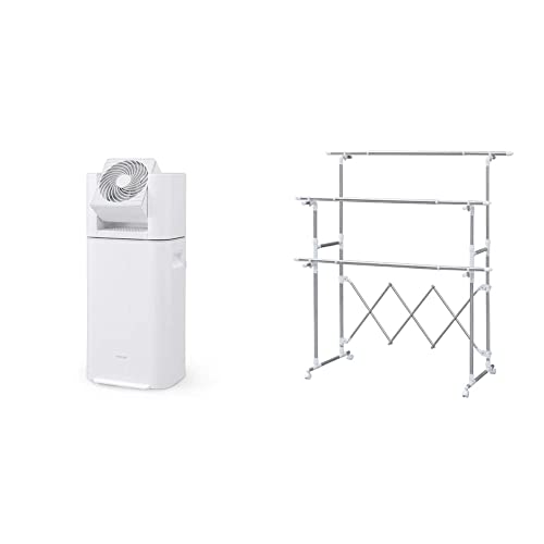 【セット買い】 アイリスオーヤマ 除湿機 サーキュレーター 衣類乾燥 除湿量 5L デシカント方式 ホワイト/グレー IJD-I50-WH + 組み立て簡単たっぷり物干し H-MH1518N シルバー