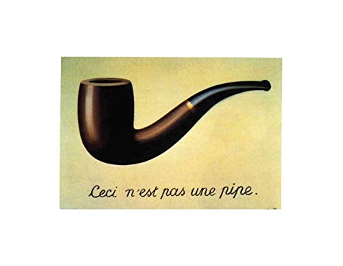 Stampa in Tela Canvas 100% QUALITà ITALIA - Magritte - Ceci n'est pas una pipe l'inganno - effetto Dipinto Idea Regalo Casa quadro cucina stanza da letto soggiorno (40x60 cm)