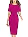 VFSHOW Womens Hot Pink Front Zipper Tie Waist Bow Belted Slim Wear to Work Business Office Bodycon Pencil Dress 9258 HPIK S