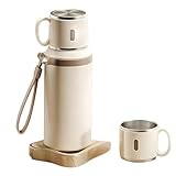 Stainless Steel Vacuum-Insulated Bottle with Lidded Cup, Stainless King Vacuum-Insulated Travel Mug, Wide Mouth with Leakproof Cup Lid, Keep Drinks Hot Cold for or Travel, Gym, School (White)