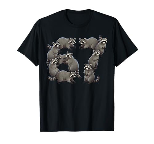 Funny Six Seven 6 7 Meme Gen Alpha Slang 67 Raccoon Meme T-Shirt