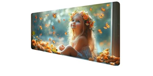 Tapis de souris XXL Papillon 1200x600mm imperméable pour bureau et gaming