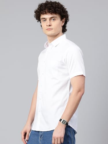 Image of Majestic Man Slim Fit Pure Cotton Half Sleeve Solid Casual Shirt