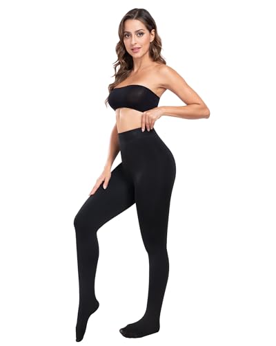 Image of ATHVOTAR Fleece Lined Winter Tights Women - Thermal Warm Opaque Pantyhose Thick Sheer Leggings 1 Black /1 Black /1 Black Medium /Large