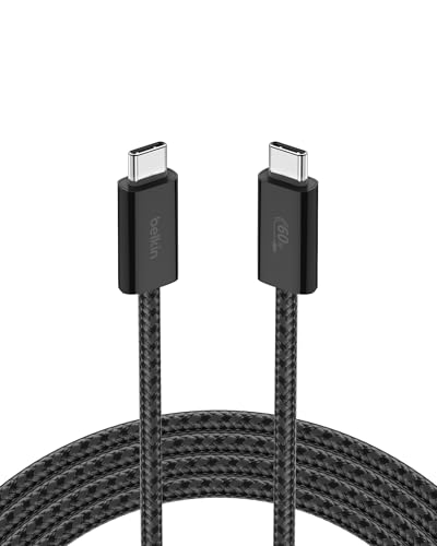 Belkin Braided USB-C to USB-C Cable (2M, 60W) - Soft, Flexible Fast-Charging Cable, Type C Charger Cord for iPhone 16 & 15 Series, Galaxy S25, Pixel 9, iPad Pro, & More - Black (USB 2.0)
