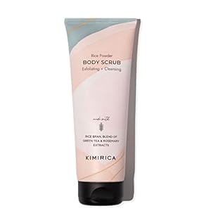 Kimirica Exfoliating Body Scrub for Tan Removal & Soft-Smooth Skin | For Men and Women | De-Tan Bathing Scrub with Rice Powder, Removes Dirt & Dead Skin from Neck, Knees, Elbows & Arms| exfoliate, cleanse & moisturizes in one step | 180gm