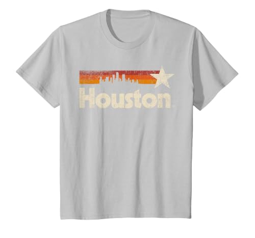 Vintage Houston City - Texas T-Shirt Houston Strong Stripes T-Shirt, Youth, Silver Grey, Large
