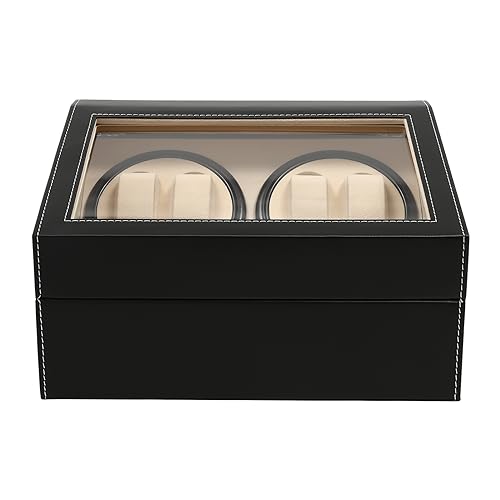 SanBouSi Remontoir Montre Automatique 4 + 6, Rotate Watch Winders, Remontoir de Montre avec Moteur Silencieux Boîte à Bijoux de Rangement en Cuir PU – vue 8