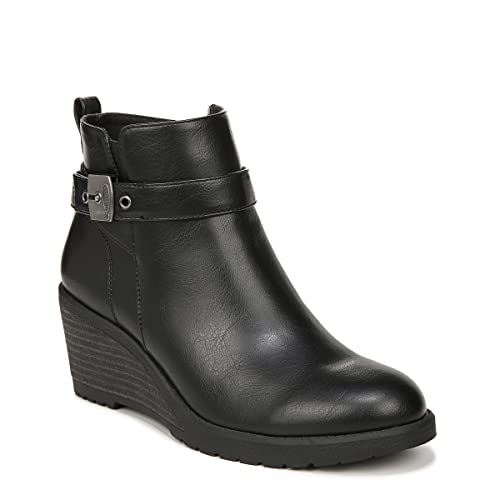 Dr. Scholl's Shoes Womens Camille Wedge Ankle Bootie Black Smooth 9.5 M