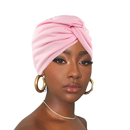 Turban Chemo Beanie,Head Wrap Cap Cotton India Headwear For Woman Cancer Patient 2 Pack (Pink&Gray) #TOP1