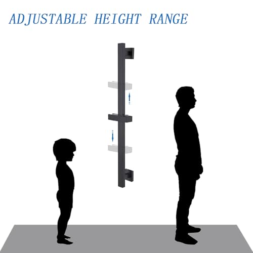 Bathroom Shower Slide Bar, 650mm Lifting Square Slide Bar, Angle/Height Adjustable Handheld Shower Holder Wall Mount Shower Bar, SUS 304 Stainless Steel - Matte Black by anmas rucci - Image 7