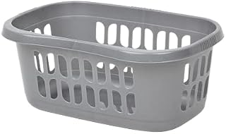 Wham High Grade 38Lt Plastic Hipster Style Washing Linen Laundry Basket (Silver)