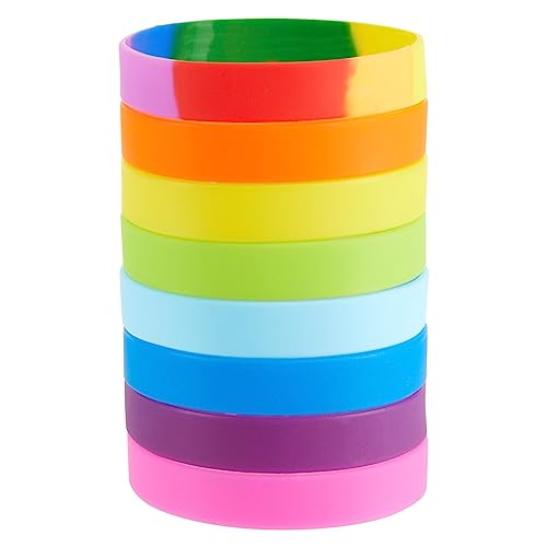 BLUE PANDA Silicone Wristbands - 48 Pack, 8 Colors, 8.1 In Circumference - Team Color Wristbands - Stretchy Colored Silicone Bands for Sports Events