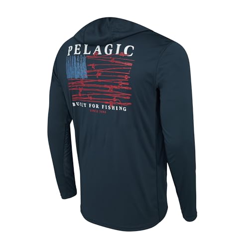 PELAGIC Apparel Men's Vaportek Reel Flag Hooded Fishing Shirt