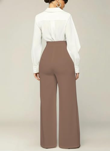 Image of GRECIILOOKS Trousers for Woman | Womens High Rise High Waist Flared Korean Style | Formal Pant for Women Office Wear| Track Pants for Womans Elegant for College & Events (Available in Plus Size)