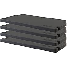 Suncast 4 Pack Vertical Shed Shelf Kit, Space Saving Shelving for Wall Mount Outdoor Storage Structures, 27.75" W x 14.5" D x 1.25" H, Black
