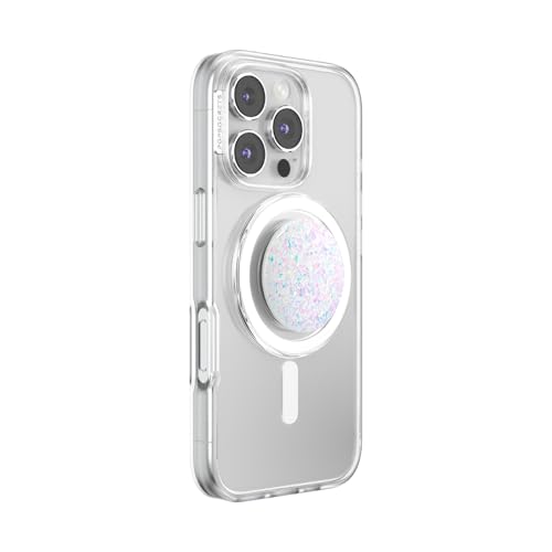 Image of PopSockets Phone Grip for MagSafe, Magnetic Holder, Phone Stand, Glitter - Iridescent Confetti White