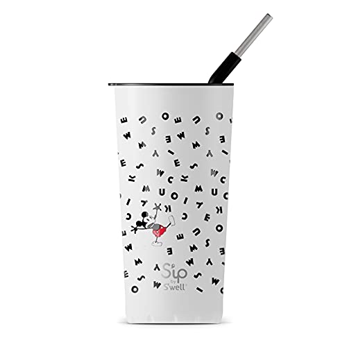 S ip by S well Stainless Steel Takeaway Tumbler - 24 Oz - Mickey Mouse, Letters - Double-Walled Vacuum-Insulated Keeps Drinks Cold for 16 Hours and Hot for 4 - BPA-Free Travel Mug