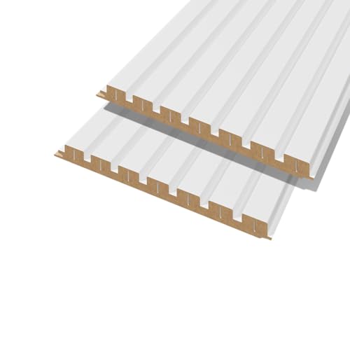 FORESTEA Lot de 2 Demi-Panneaux Mural décoratif lamelles MDF Blanc (à Peindre) 1250 x 287 x 20 mm-0,72 M2 PEFC 70%