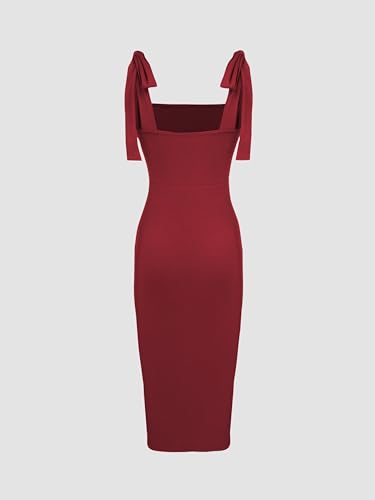 Image of CIDER Women Tie Shoulder Dress Wedding Guest Dresses Sleeveless Split Elegant Dress