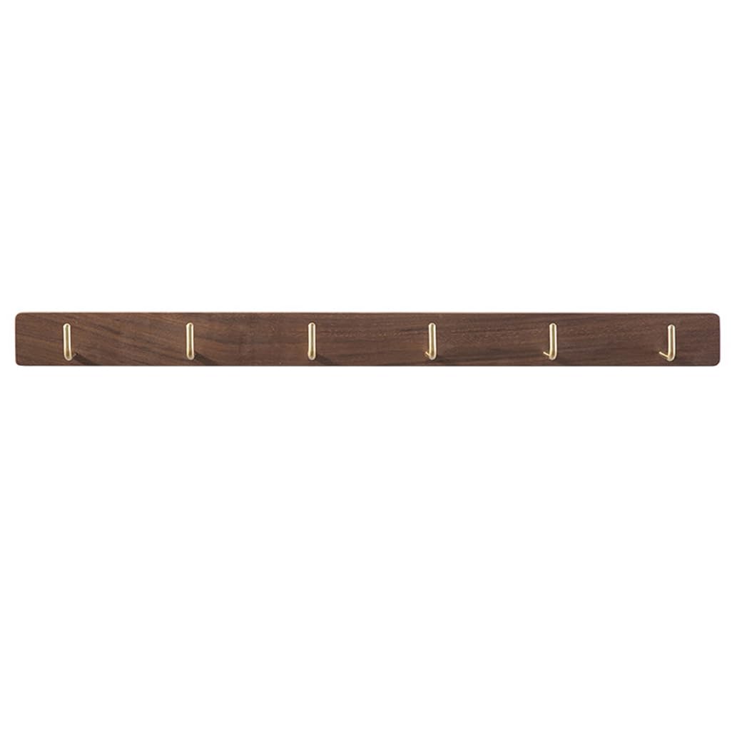 Solid Wood Coat Rack Wall Mount, Walnut Wood Coat Hooks Hanger 6hook