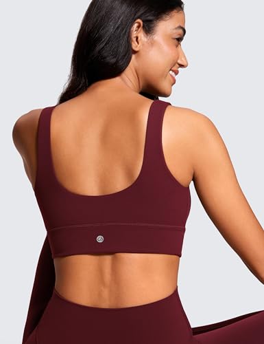 Image of CRZ YOGA Butterluxe U Back Sports Bras | Light Support, Removable Pads, Yoga, Extremely Soft, Longline, Scoop Neck, Wide Straps, for Women
