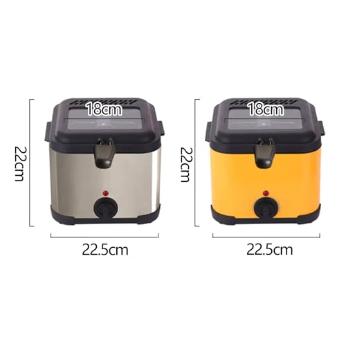Deep Fryer with Basket 1.5L 1000W Electric Deep Fryer with Visible Glass Lid, 80 to 190°C Temperature Control, Stainless Steel Housing, 220V, Yellow - Image 7