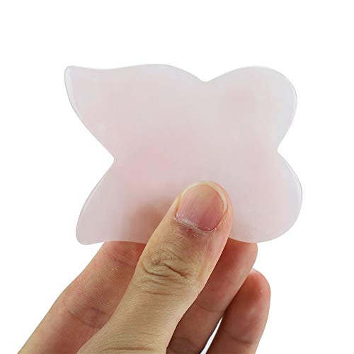 Gua Sha Herramienta De Masaje Raspado Mariposa Natural Cuarzo Rosa Cristal Jade Piedra Curación Para SPA Acupuntura - imagen 4