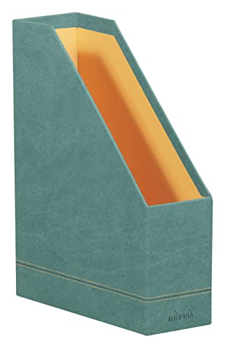 RHODIA 194549C, Water Magazine Rack, 10x25x31 cm, Orange Saddle Stitching, Faux Leather Exterior - Image 2