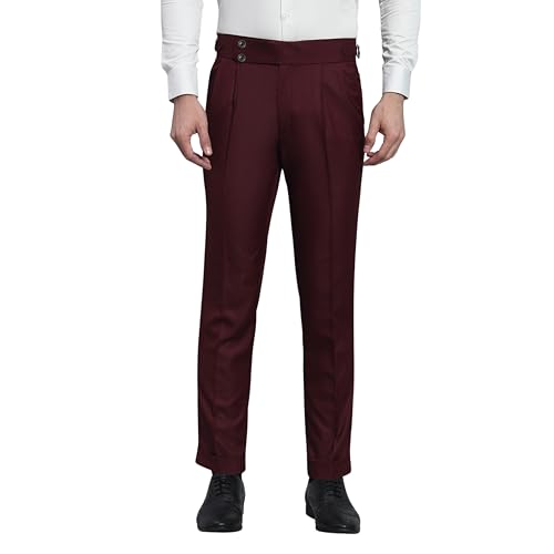Image of Gurkha Pants for Men | Trouser for Men | Formal Pant | Double Button | Regular Fit Trouser High Waist Pleated Casual Trousers | Straight Leg Pants for Office Smart Casual Travel Party