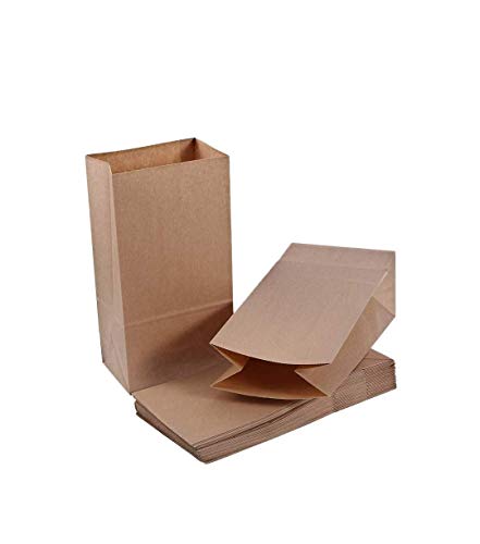 Image of RANUR Large Square Bottom Or Flat Bottom Paper Bags Made Of Brown Fold Top Craft Paper,Size 6 inch X 4 inch X 11.5 inch (100,Count)