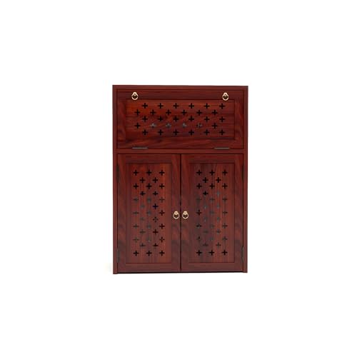 Image of Solid Wooden Inverter Battery Cabinet | Single Battery Box | Wooden Inverter Battery Cabinet | Battery Box | Sheesham Wood, Standard (Mahogany Finish)