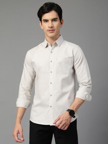 Image of Majestic Man Solid Cotton Casual Shirt - Slim Fit, Full Sleeves, Premium Button Closure