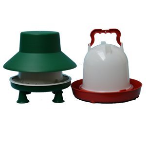 Wells Poultry Equipment - 6 Kg plastic outdoor feeder + 6 Litre heavy duty plastic drinker